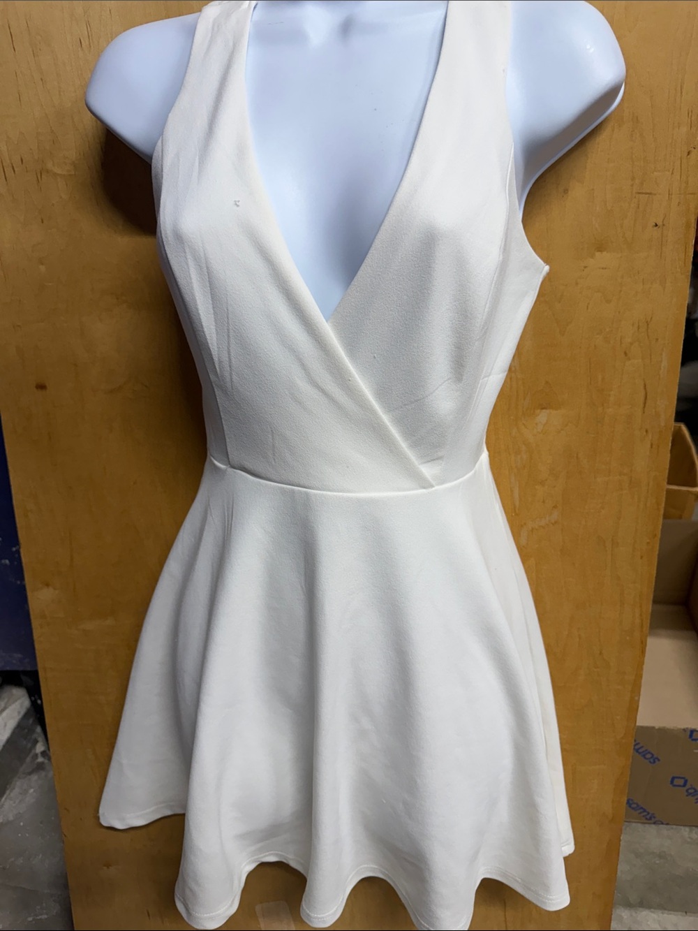 Charlotte Russe White Sleeveless V-Neck Mini Dress